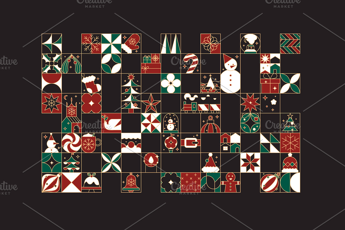 Mosaic Christmas Icon Collection, a Seasonal Illustration by Anna (Photo 8 of 12)