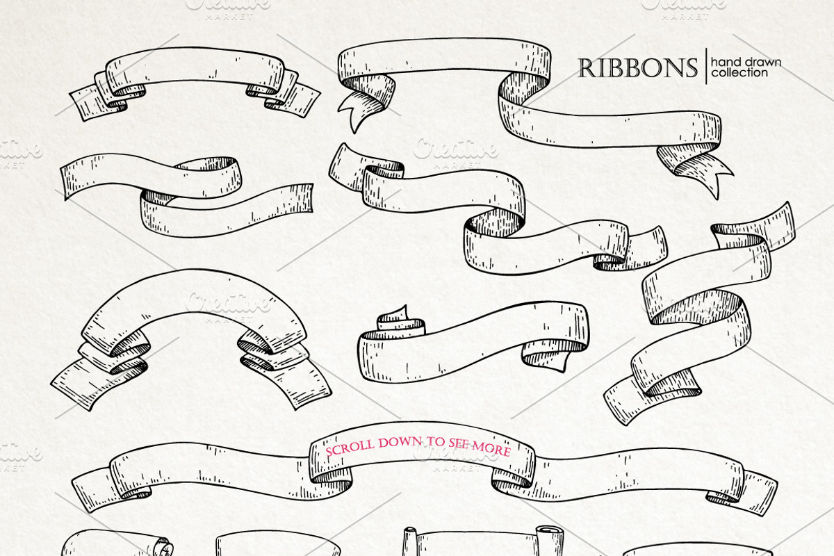 Ribbon Banners. Big Hand Drawn Set., a Graphic by Epine (Photo 2 of 3)