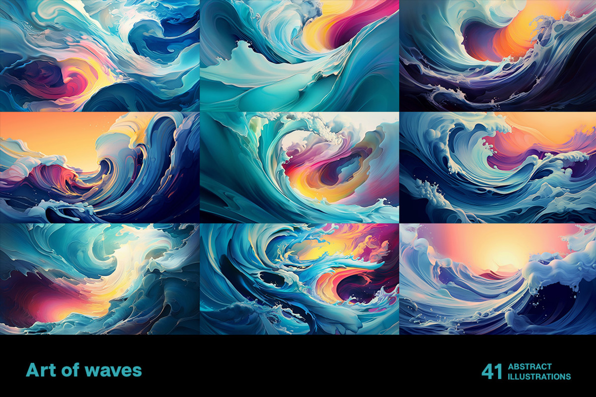 Art of waves. 41 images, a Decorative Illustration by Handmadefont (Photo 6 of 11)