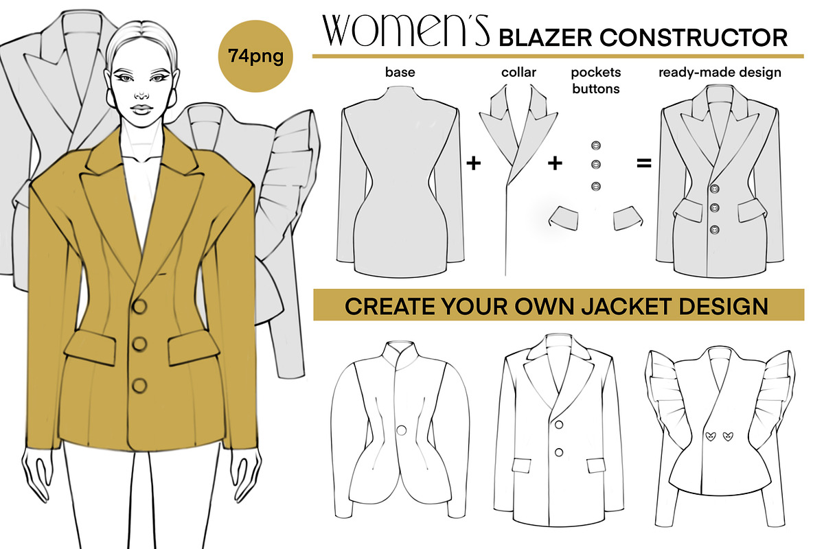 Blazer Constructor - Mix & Match set, an Object Graphic by designs.svkl (Photo 1 of 11)