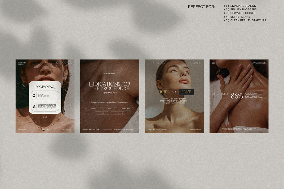 Minimal Skincare Post Kit Canva preview 2