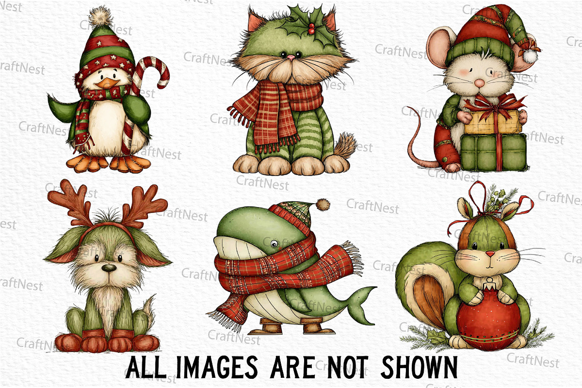 Whimsical Christmas Animals Clipart, an Illustration by Craft Nest (Photo 5 of 6)