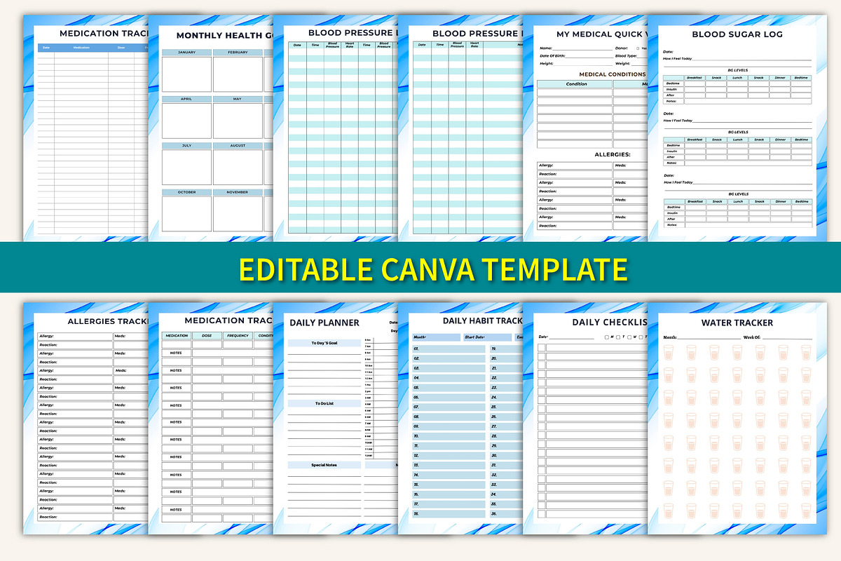 Medical Tracker Mega Bundle, a Stationery Template by Designmela01 (Photo 6 of 10)