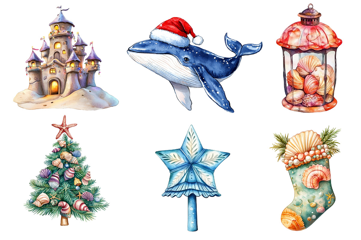 Watercolor Nautical Christmas Clipar, an Illustration by Dream Creation (Photo 5 of 7)