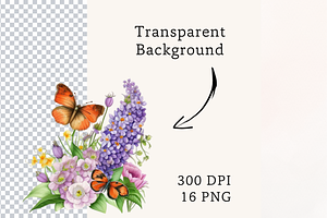 Flowers Butterfly PNG Sublimation