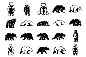 Vector of bear in various poses., an Animal Illustration by yod67
