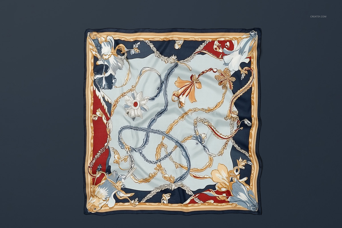 85x85cm Silk Scarf Mockup Set, a Mask Mockup by creatsy5 (Photo 4 of 7)