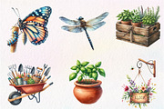 Summer Garden Watercolor Clipart, an Illustration by CreationArt (Thumbnail 3 of 5)