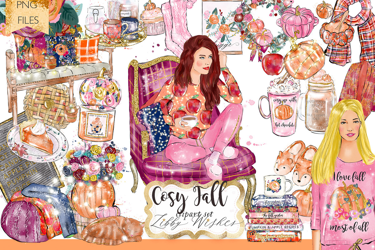 Cosy Fall Autumn Clipart, an Illustration by Libby Wishes (Photo 1 of 8)