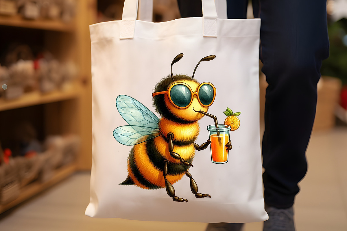 Funny Watercolor Quirky Bees Clipart, an Illustration by Rose Art (Photo 3 of 7)