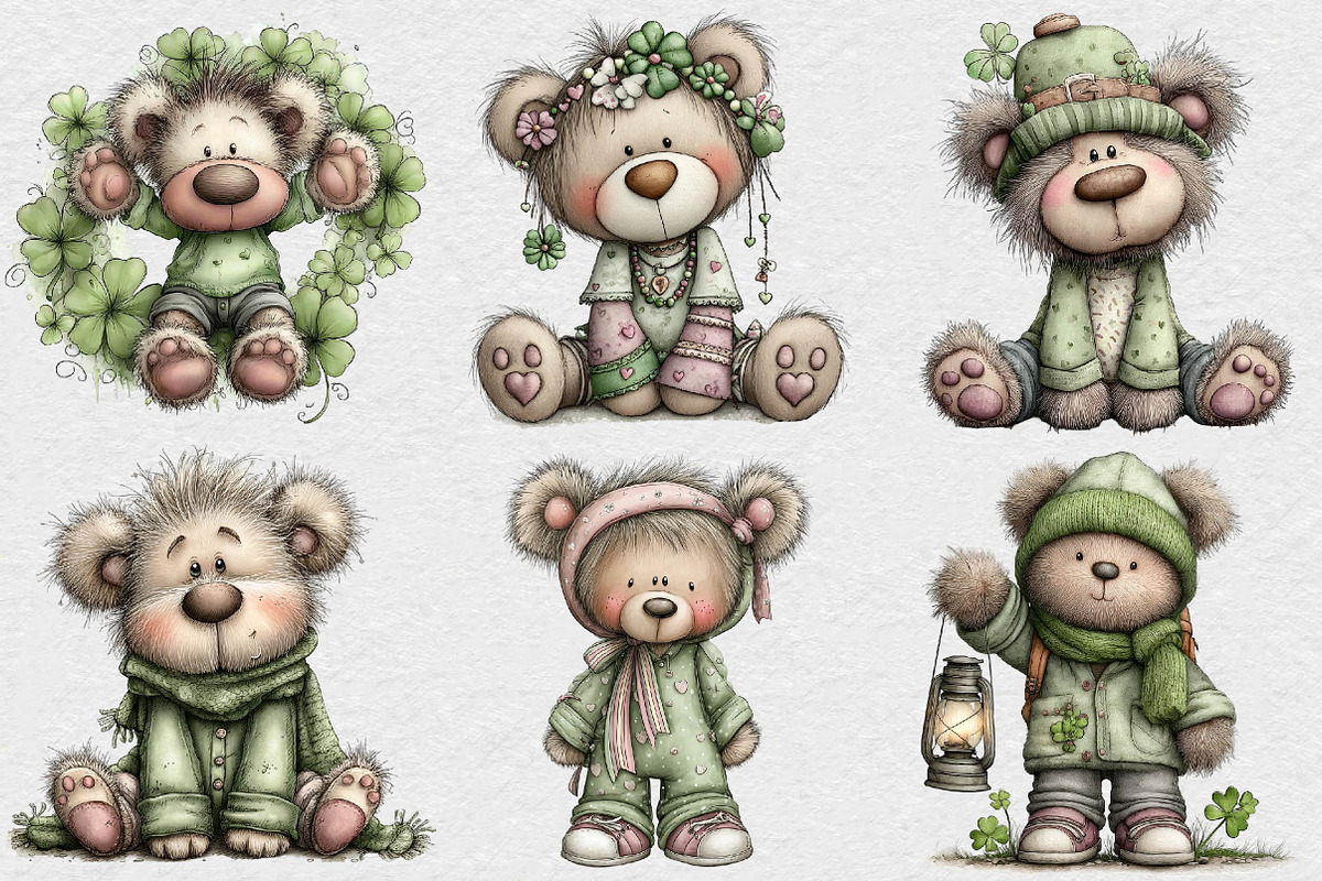 St Patrick’s Day Teddy Bear Clipart, an Illustration by DreamCafeArt (Photo 6 of 6)