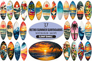 Retro Summer Surfboards Clipart, an Illustration by Pixels.Craft (Thumbnail 1 of 6)