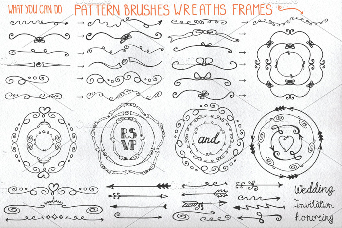 Doodle border,arrows,decor elements preview 5