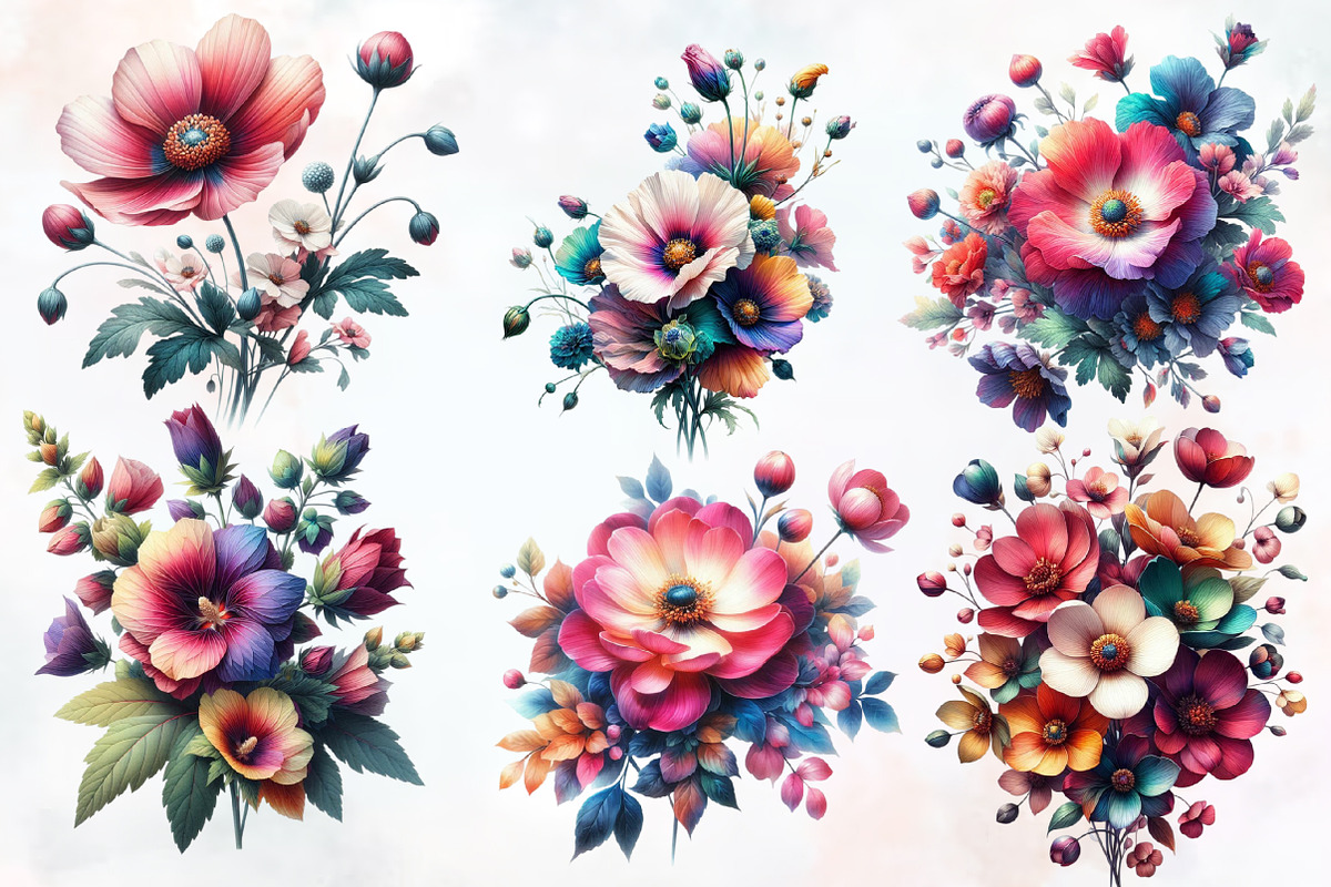 Abstract Flowers Sublimation Clipart, an Illustration by Designworld (Photo 3 of 5)