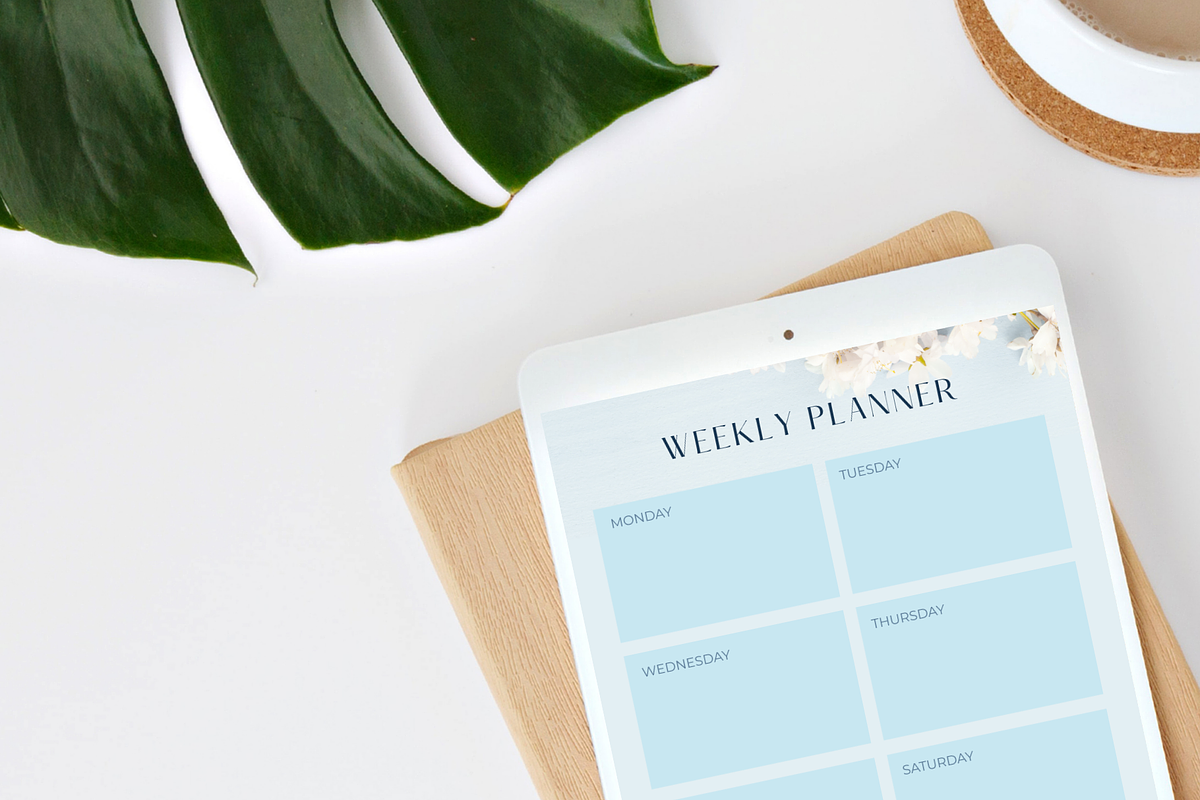 Blue Floral Weekly Planner, a Stationery Template by KreyaParekh (Photo 2 of 4)