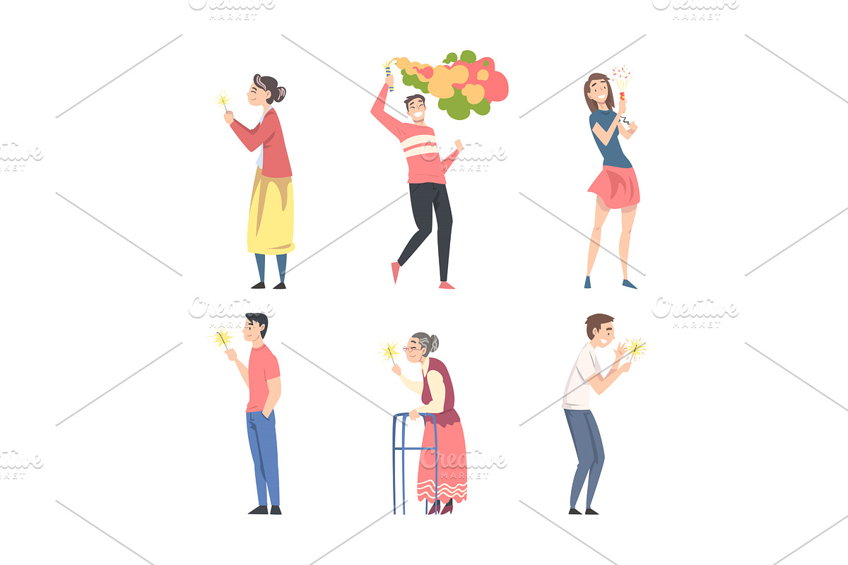 Happy People Characters with, a Person Illustration by TopVectors
