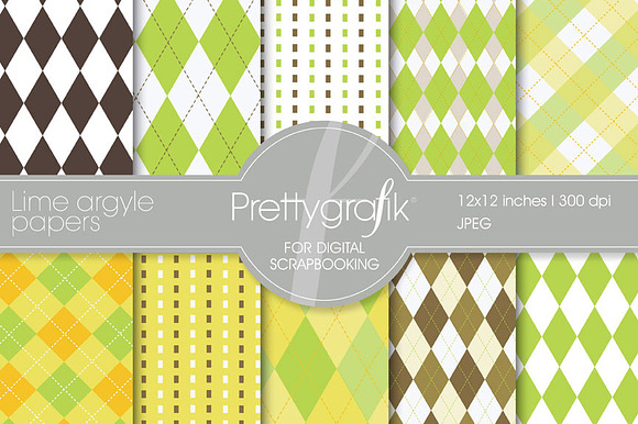 Lime argyle digital paper preview 2