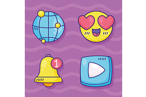 social media four icons, an Object Illustration by studiogstock