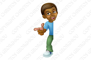 Black Boy Cartoon Child Kid Pointing, an Education Illustration by Christos Georghiou