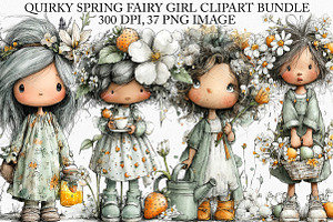 Quirky Spring Fairy Girl Clipart PNG, an Illustration by Canvas Craft