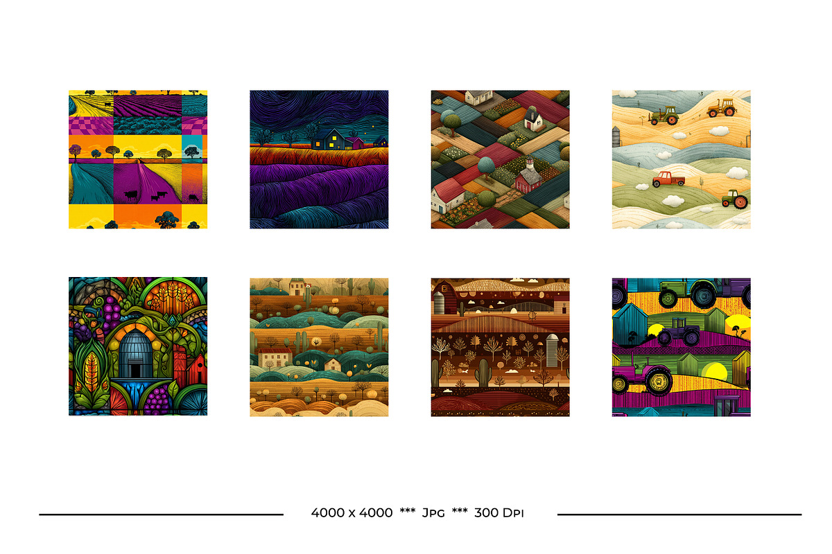 On The Farm Retro Art Style Patterns, a Pattern Graphic by karenfoleyphoto (Photo 7 of 18)