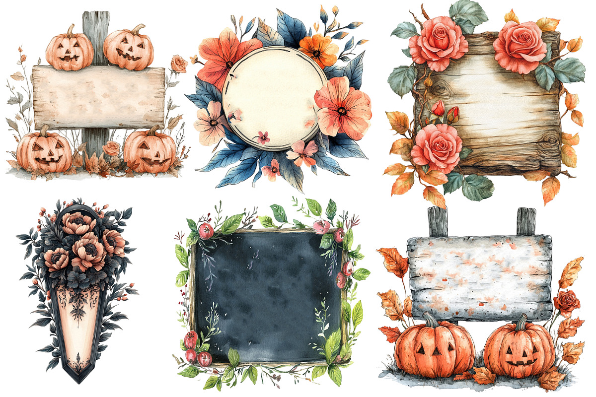 Halloween Floarl Signs Clipart, an Illustration by Designworld (Photo 2 of 6)