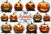 Creepy Pumpkin Character Watercolor, an Illustration by RobertsArt (Thumbnail 1 of 7)