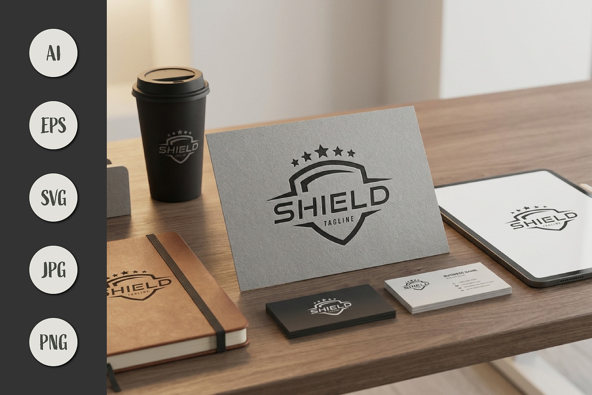 Shield Logo Design with Stars, a Branding & Logo Template by Saba Vector (Photo 3 of 3)