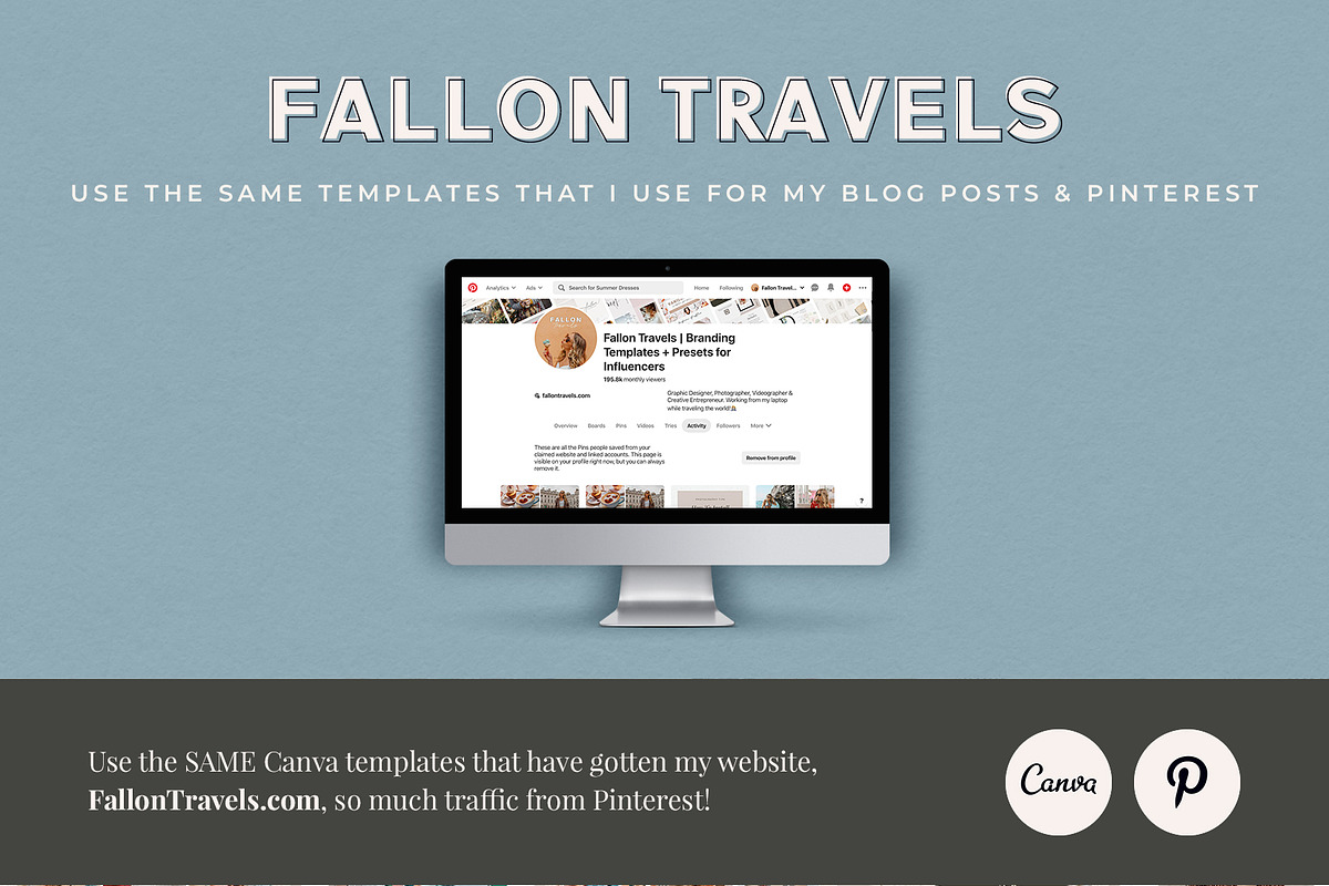 Travel Blogger Pinterest Bundle, a Social Media Template by Fallon Gerst (Photo 6 of 10)