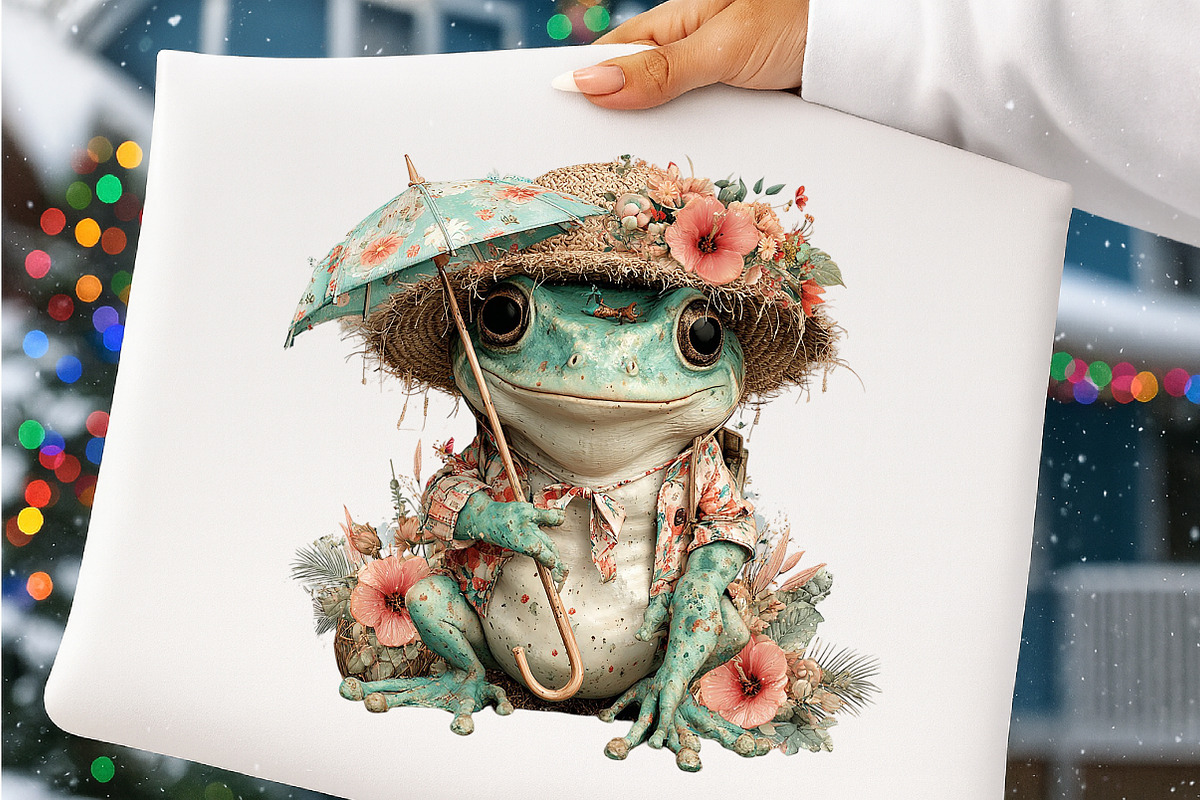 Whimsical Summer Frog Clipart, an Illustration by SinaCreation (Photo 7 of 11)