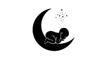Adorable sleeping moon baby decor, an Illustration by Amazin_art (Thumbnail 8 of 25)