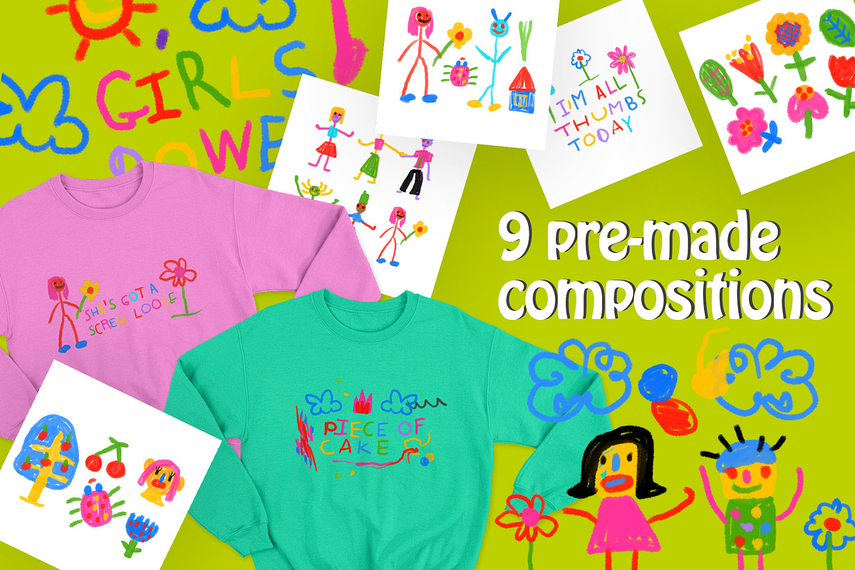 Naive kids scribbles illustrations, a Person Illustration by okchizh (Photo 11 of 12)