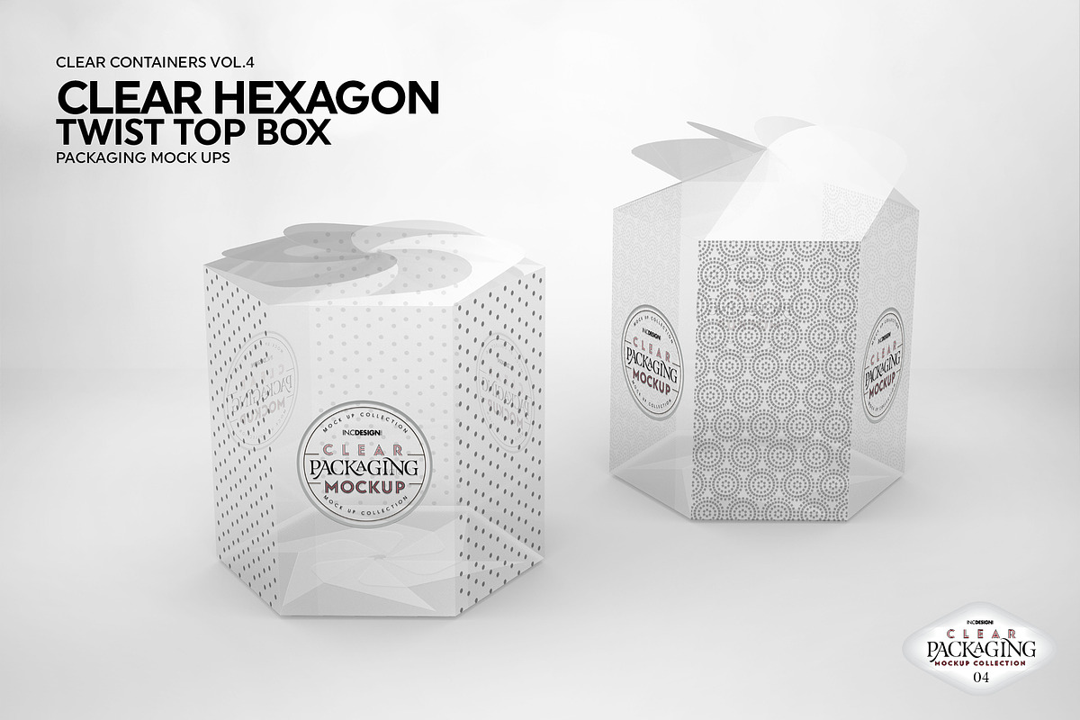 Clear Hexagon Twist Top Box Mockup, a Cups & Container Mockup by INCDesign (Photo 5 of 6)