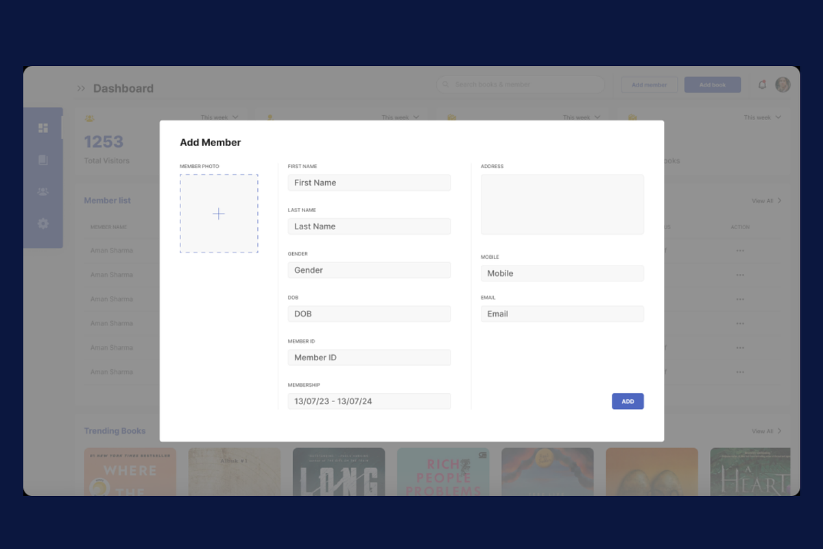 Library management UI Kit, an UI Kit Template by Sketchwiredesigns