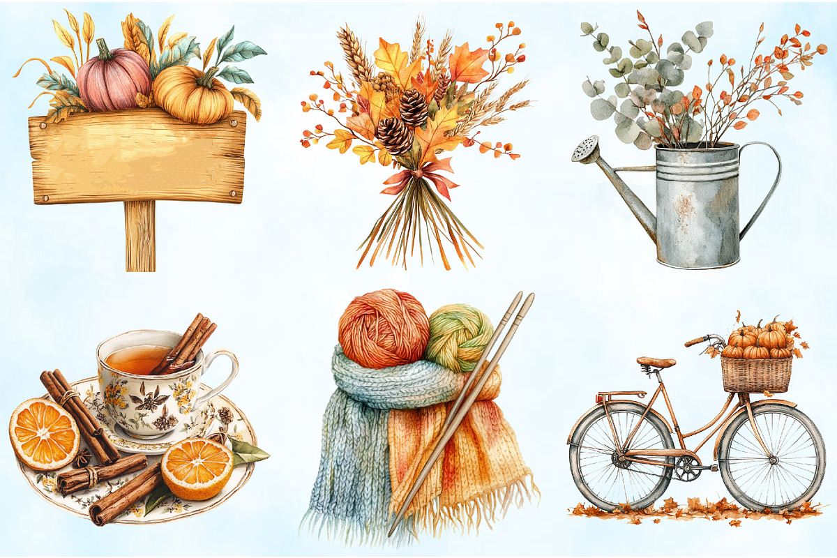 Vintage Fall Decorations Clipart, an Illustration by Craft Nest (Photo 4 of 5)