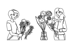 job woman arranging bouquet vector, a Person Illustration by pikepicture