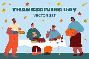 Thanksgiving day vector set