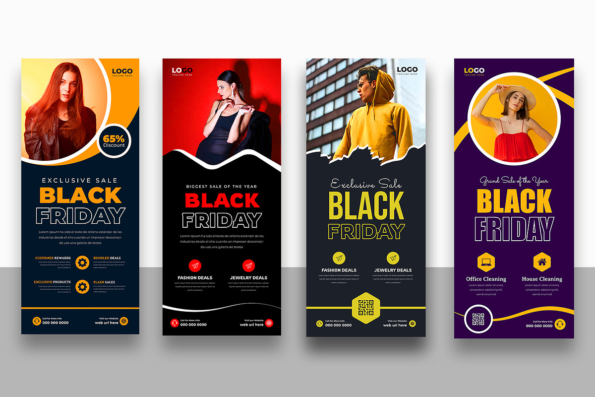 Black Friday Sale roll up banner, a Stationery Template by Designgrove