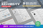 Resume/Cv Bundle - Clean Collection, a Resume Template by TheResumeCreator (Thumbnail 1 of 10)