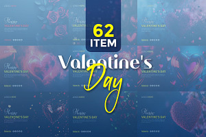 Valentine's Day template bundle, a Social Media Template by gstudiovect21