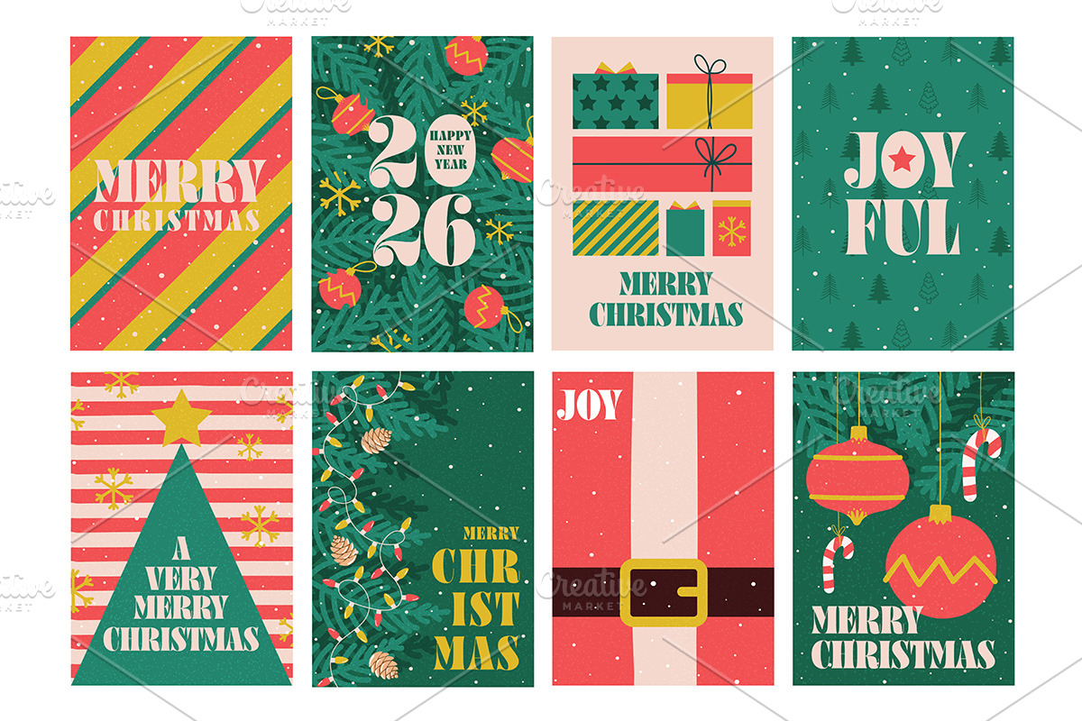 16 Modern Retro Holiday Cards, a Background Graphic by Creative Graphics (Photo 2 of 6)