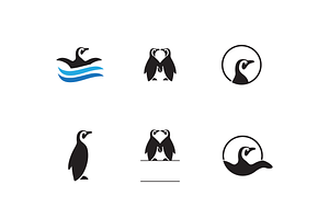beauty penguin ice bird icon set, a Solid Icon by devastd