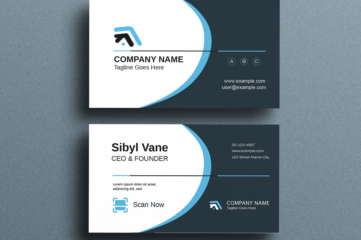 Modern Corporate Curve Business Card, a Business Card Template by MightyDesign (Photo 3 of 6)