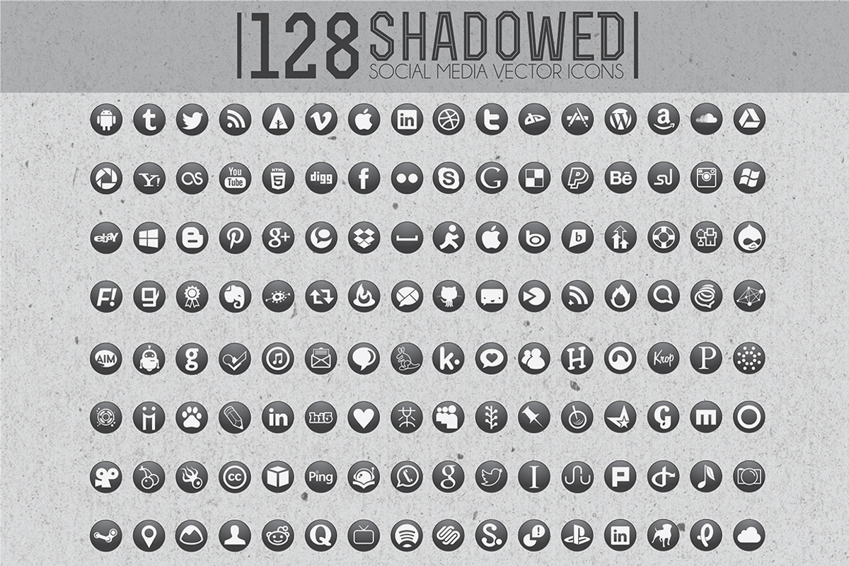 Shadowed Social Media Vector Icons, an Icon by cloverandcrow (Photo 1 of 3)
