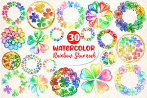 Rainbow Shamrock Circles Clipart, an Illustration by Dream Creation