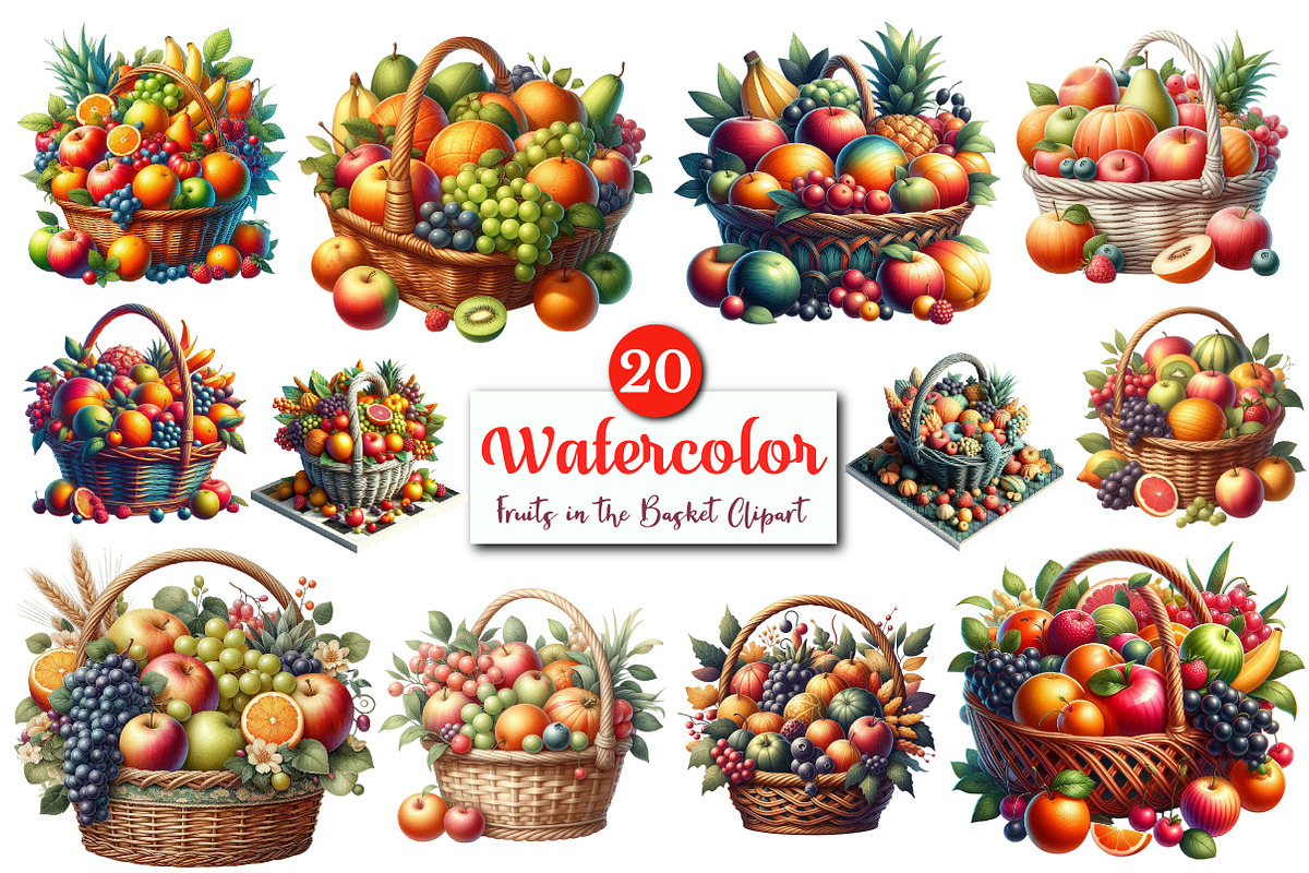 Fruits in the Basket Clipart Bundle., a Graphic by CitraGraphics (Photo 1 of 4)