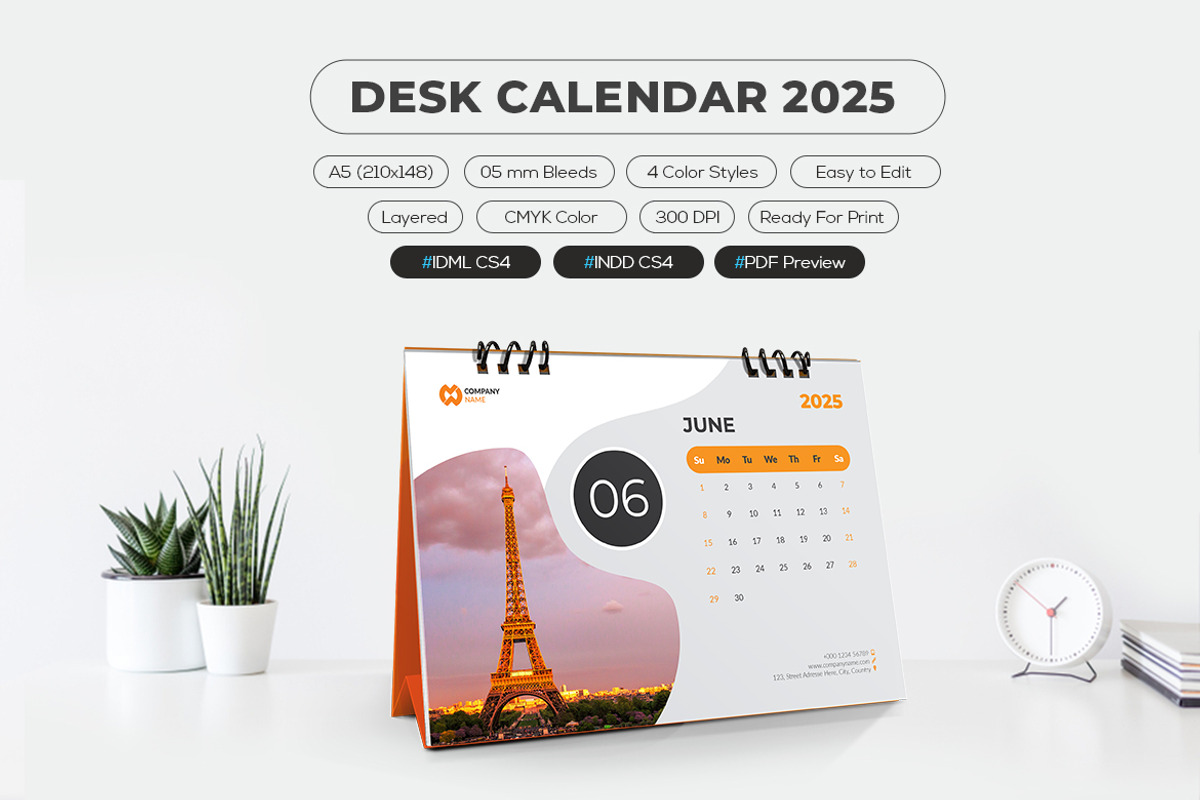 2025 Desk Calendar Template, a Stationery Template by MstArtwork (Photo 3 of 6)