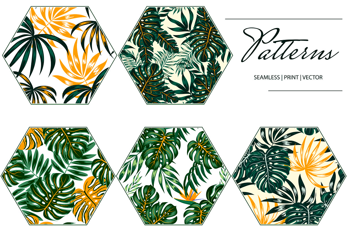 Tropical seamless patterns & leaves, a Pattern Graphic by EltaMaxArt (Photo 5 of 15)