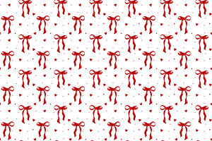 Red Bows, Hearts & Dots Pattern, an Illustration by Stellalunarts