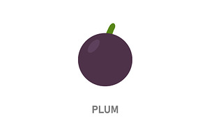 Plum fruit. Purple round fruit icon, a Food Illustration by GraphiShop
